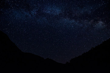 Night sky with Milky Way near Prekal, Albania