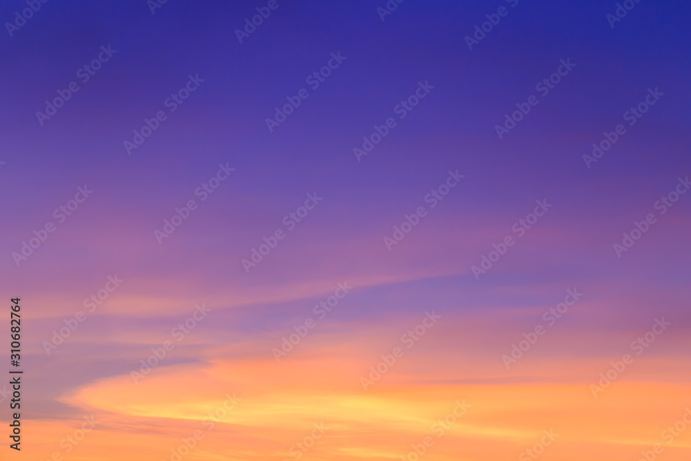 Wall mural abstract fantasy twilight sunset background, golden sunlight cloudy with colorful highlight on blue 