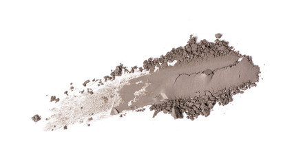 Smear of gray eyeshadow isolated on white