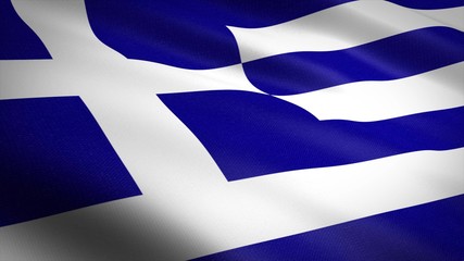 Flag of Greece. Realistic waving flag 3D render illustration with highly detailed fabric texture
