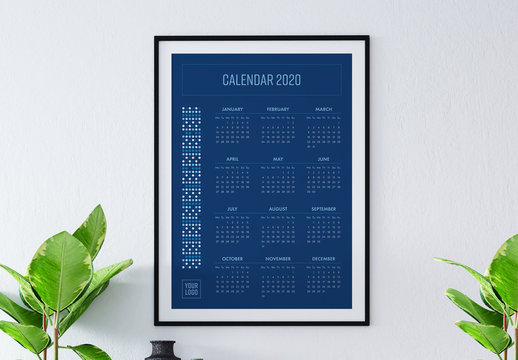 2020 Calendar Poster with Blue Accents