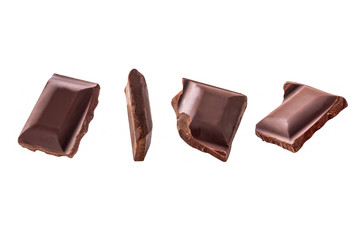 chocolate pieces  Clipping Path on white isolated .Image stack Full depth of field macro