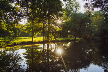 Obraz premium Jolie reflet du soleil sur une rivière 