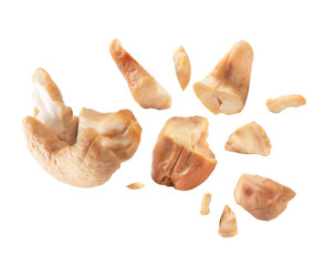 Cashew nut Blast side view on white isolated