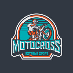 Motocross extreme sport premium vintage badge logo label design template