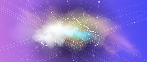 Cloud technology. Integrated digital web concept background