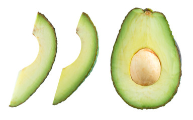 avocado ripe side view food on white isolated