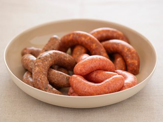 Variety Of Sausages In Bowl