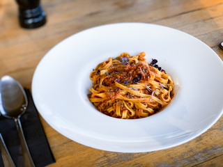 delicious bolognese pasta dish with fresh ingredients