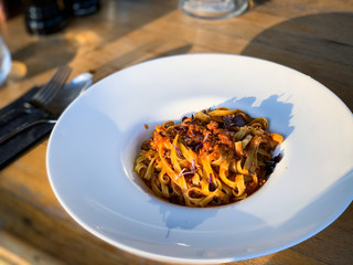 delicious bolognese pasta dish with fresh ingredients