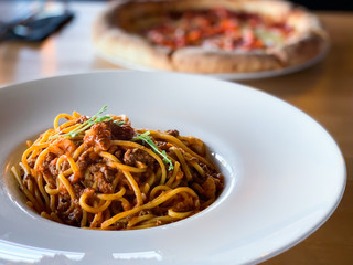 delicious bolognese pasta dish with fresh ingredients