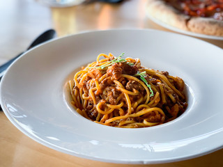 delicious bolognese pasta dish with fresh ingredients