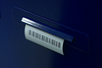 Check with bar code. Unprinted terminal check with barcode