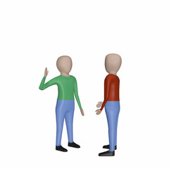 Two males are talking, 3D illustration
