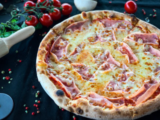 delicious italian pizza with fresh ingredients