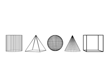 Geometric shapes as a grid, 3D illustration