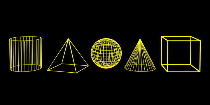 Geometric shapes as a grid, 3D illustration