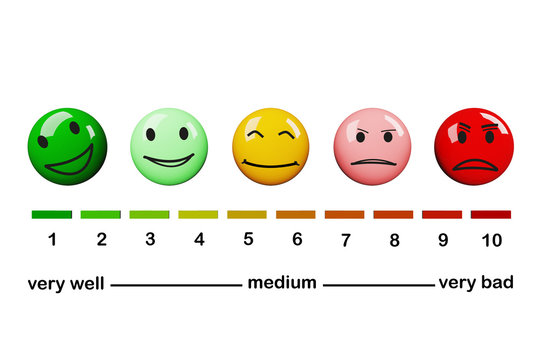 Diagram with smileys cuboid and numbers, 3D illustration