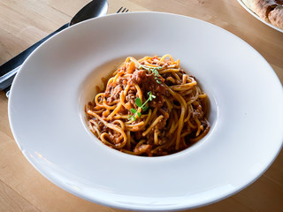 delicious bolognese pasta dish with fresh ingredients