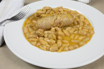 plate of cassoulet with ducks