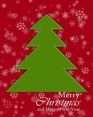 Merry Christmas greeting card with christmas tree.