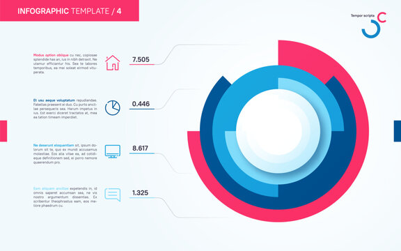 Light and neat vector infographic circle chart template. Four options