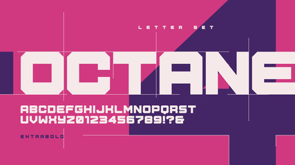 Vector sans serif extrabold urban geometric letter set, alphabet