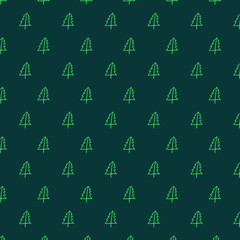 Pine tree doodle art forest pattern illustration Christmas season branch vintage element - Christmas tree doodle Holiday retro Xmas