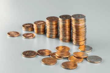 Russian coins on a plain background