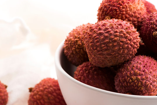 Litchie, liche, lychee, fresh healthy ripe fruits