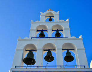 Obraz premium Orthodox church on Santorini Island