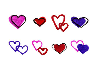 Hand drawing illustration hearts set Valentine's day