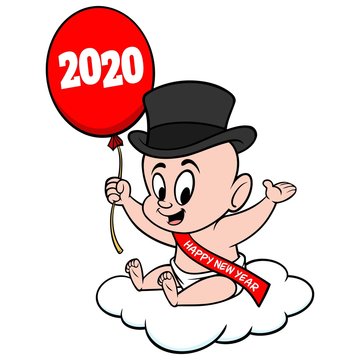 New Year Baby - A cartoon illustration of a New Year Baby.