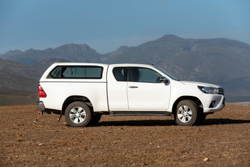 Fototapeta na wymiar Caledon, Wesstern Cape, South Africa. December 2019. White coloured farm vehicle
