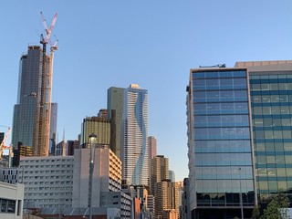 Fototapeta na wymiar Skyscrapers in a downtown region of a city