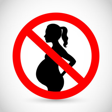 Pregnant woman forbidden sign vector