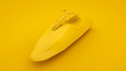 3D rendering of a jet ski isolated on yellow background