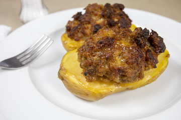 stuffed potato on a plate