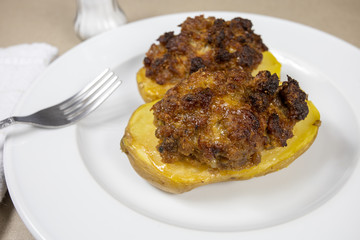 stuffed potato on a plate