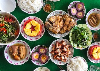 Traditional Vietnamese meal