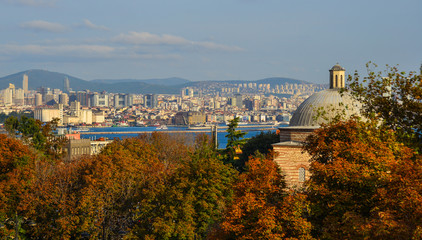 Fototapeta premium Aerial panoramic view of Istanbul city