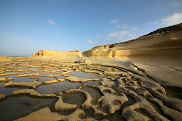 Traditional salt crafts on the island of Gozo. Malta