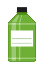 Green plastic bottle isolated on white background, vector illustration. Household chemicals.