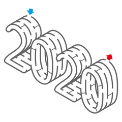 2020年のアイソメトリック迷路（塗り絵）