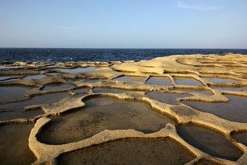 Traditional salt crafts on the island of Gozo. Malta