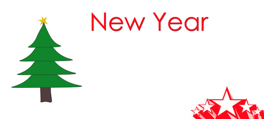 Fototapeta na wymiar Banner or card for Christmas and New Year. Green Christmas tree on a white background