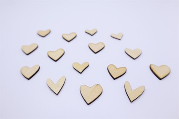 Valentines Day or wedding lovely concept wooden hearts background