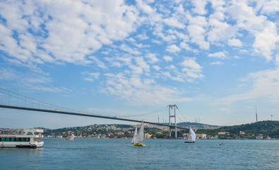 Ferry on Bosphorus Strait of Istanbul, Turkey