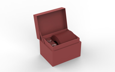 men silk tie and cuff links set for branding. 3d illustration.