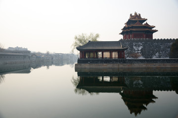 Fototapeta na wymiar Turret Watch Tower Forbidden City Imperial Palace, Beijing, China